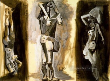 キュービズム Painting - 「L aubade Trois femmes nues tude」 1942 キュビズム